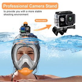 EMSINA-Full Face Snorkel Mask Adult The Perfect Snorkeling Gear for Adults and Kids, Upgrade Dry Top Breathing System-New flowtech Design- Foldable Panoramic View, Anti Leak&Fog_ApricotCXS