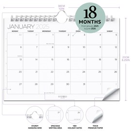 Wall Calendar 2025/26-18 Month Planner Jan 2025-Jul 2026 - A4 Landscape Wall Planner 2025-2026, Full Year Family Calendar 2025 2026 - Wall Calendar 2025-2025 - Home, Office 18 Month Diary 2025-2026