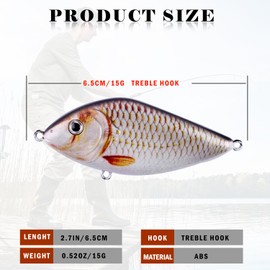 TABKSOLA Wobbler, This swimming bait combines the functions of crankbait and popper, predator bait for freshwater.