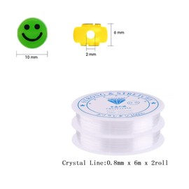 Amaney 480pcs Smiley Face Beads 24 Colors 10mm Big Acrylic Beads with Stretchy Bracelet String for Jewelry Bracelet Earring Necklace Craft Mobile Phone Pendant Making Kit