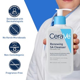 CeraVe Salicylic Acid Cleanser - 8 onzas  Renovacin de lavado facial exfoliante con vitamina D para pieles speras y con baches  El embalaje puede...  