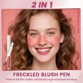 YBUETE 2 in 1 Liquid Freckle Blush Pen, Natural Lifelike Fake Freckles, Lightweight Matte Liquid Cheek Blush Makeup Pen, Long Lasting Waterproof Natural Sun-kissed Face Makeup for Women#03