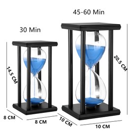 Lodunsyr Hourglass Timer for 60 Minutes Sandglass Timer for Kitchen Living Room Home Office Desk Bedroom Party Festival Coffee Table Book Shelf School Game Sand Timer Clock (Black Frame Blue Sand)