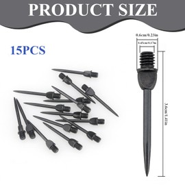 Fyihoxi Pack of 15 Darts Metal Tip, 37 mm Steel Dart Tips, Steel Dart Tips, Keypoint Special, 2BA Thread, Steel Tips, Metal Tips