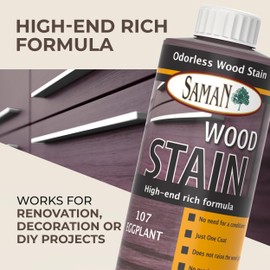 SamaN Interior Water Based Wood Stain - Natural Stain for Furniture, Moldings, Wood Paneling, Cabinets (Eggplant TEW-107-12, 12 oz)