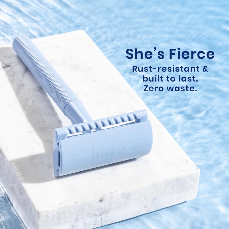 Ultra-Minimal Safety Razor – Light Blue - Reusable, Zero Waste