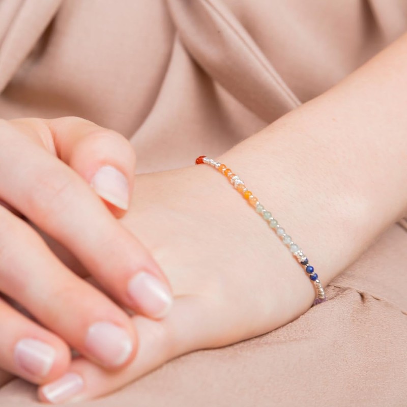 Simbolik Silver 7 chakra bracelet for women, made with 950