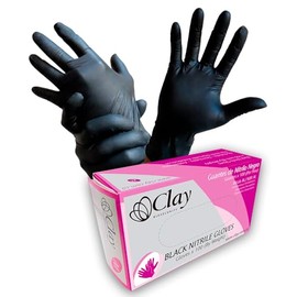 CLAY Nitrile Gloves Plus, Versatile Protective Gear Ideal for Industrial, Food Handling Uses & More - 100 units, Black, S