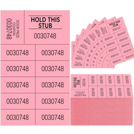 Kosiz 504 Sheets Raffle Auction Tickets with 10 Bid Numbers Raffle Tickets for Silent 10 Bid Numbers Basket Auction Church Events(Pink)