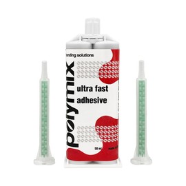 Polymix Ultra Fast Automotive Multipurpose Plastic Repair and Adhesive 50ml Cartridge & Two Application Mixing Nozzles (Black)
