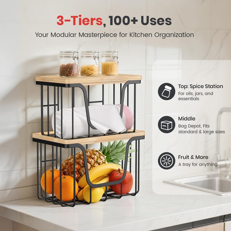 KONE Trash Bag Holder, 2 Pack Garbage Bag Dispenser, Storage