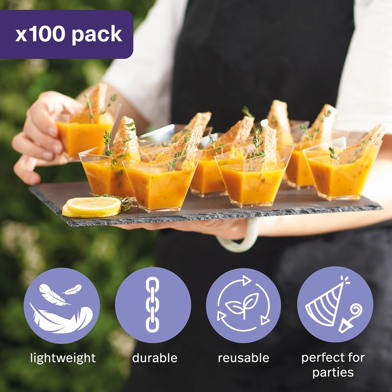 MATANA 100 Mini Plastic Dessert Bowls, Dessert Glasses for Parties,