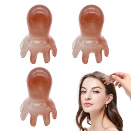 LUODAKA 3Pcs Scalp Massage Tool (Octopus Style 8 Flexible Nodes for Stress Relief and Deep Relaxation) Head Scratcher Resin Material Easy to Clean Convenient for Home/Travel/Office (Purple)