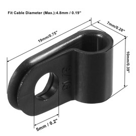 TA-VIGOR 20Pcs Nylon R-Type Cable Clamp Clips, 4.8mm Plastic Cable Clamp Assortment Kit Fastener, Plastic Wire Clamp Clips for Electrical Cable Wire Conduit Cable Management, Black UC-0.5