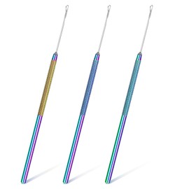 3 Pcs Stainless Steel Hair Extensions Loop Needle Pulling Hook Tool, Hair Tinsel Tool, Micro Needle Threader Wire Pulling Loop Hook Tools for Silicone MicroLink Beads Rings and Feathers Extensions