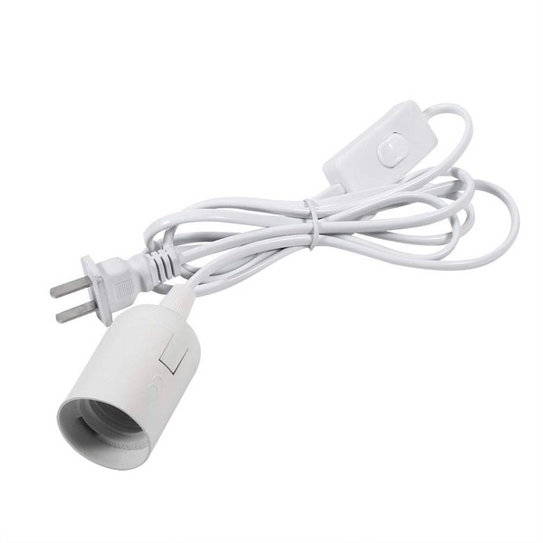 Light Socket, Bulb Socket, Socket with Cord, Pendant Light Socket, Heat Resistant, Safe, Lamp Socket, Hanging, E27 Type Bulb, No Construction Required, Approx. 5.7 ft (1.7 m), Switch Included, 110V -
