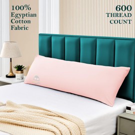 Body Pillow Cover 20X48 Body Pillow Case Blush Pink Cotton Body Pillow Cover Zipper Closer Premium 600 Thread Count 100% Egyptian Cotton Hotel Quality 1-Pieces Body Pillowcase 20x48 - Blush Pink