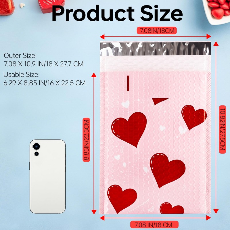 Enjamyo 50 Pcs Bubble Mailers 6 x 9 Inch,Valentine Bubble