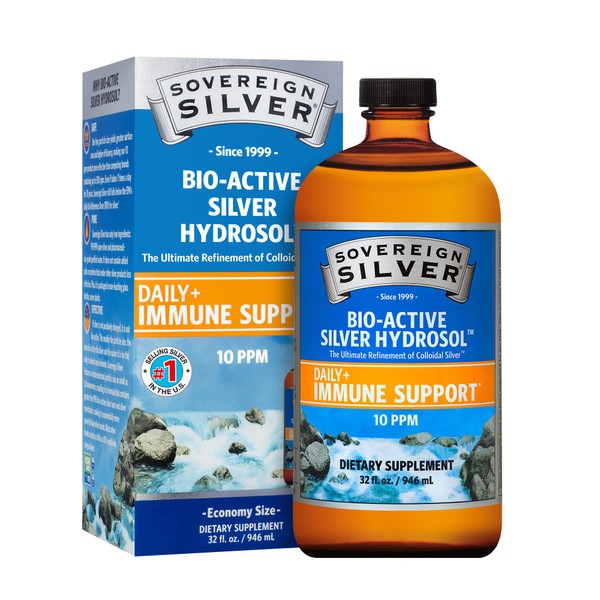 Sovereign Silver Bio-Active Silver Hydrosol for Immune Support, Colloidal-Silver Liquid,