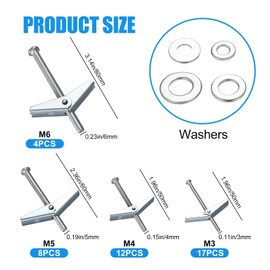 qxayxa 123 Pcs Plasterboard Fixings Screws Sets, Wing Spring Toggle Bolts and Drywall Screws, M3/M4/M5/M6 Spring Toggle Fixings, Hollow Cavity Dry Wall Anchors Screws and Wing Nuts for Plasterboard