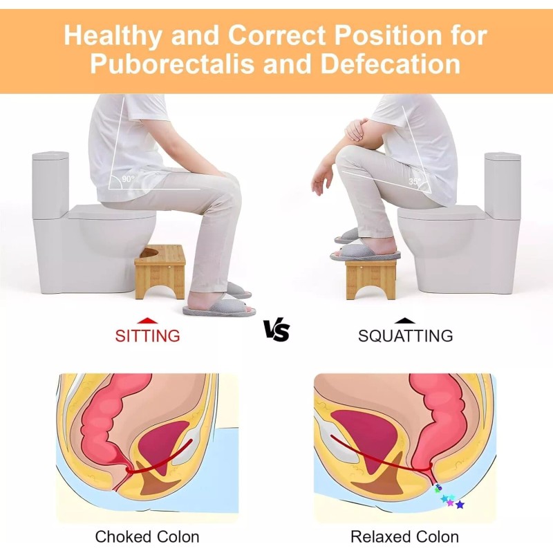 Unbranded Bamboo Toilet Stool, Wooden Squatting Potty Stool for Adults,