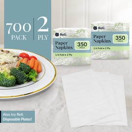 Reli. Dinner Napkins Disposable (700 Pack) 2-Ply | Paper Napkins Dinner Size 12" x 15.75" | White Dinner Napkins, Restaurant Napkins for Kitchen, Dinner, Party, Wedding | Soft, 1/6 Fold Napkin