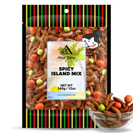Spicy Island Arare Rice Crackers - Hot Mochi Crunch Asian Snack Mix - Assorted Shapes and Flavors - Sweet, Salty, and Umami Taste - Kakinotane, Wasabi Peas, and Red Iso Peanut - 12 Ounce