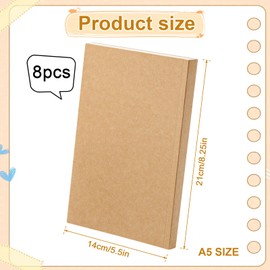 IANFAN 8 Pcs 5.5" x 8.25" Paper Hardcover Sketchbook Blank Notebook Bul, 128 Sheets/256 Pages (100gsm), Unlined A5 Size Acid Free Blank Drawing Sketch Books for Adult Office Travelers Journal Supplies