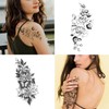 32pcs Black Rose Flower Temporary Tattoo Sticker For Women,Multiple Floral