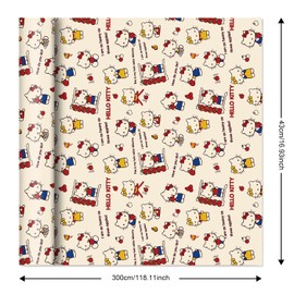 EYQQM Kitty Wrapping Paper 2 Rolls 43 cm x 3 m Wrapping Paper Wrapping Paper Pack for Children's Birthday Party Storage Festive Decoration (Khaki)