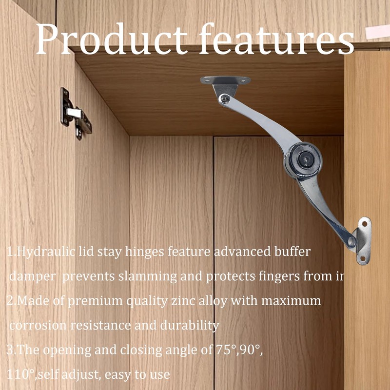 Runseaway 2Pcs Soft Close Lid Support Hinge, Zinc Alloy Lid