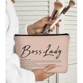 BARPERY Boss Lady Gifts for Women, Boss Lady Definition Small Makeup Bags,Cosmetic Bag Travel Toiletry Makeup Pouch for Mon Best Work Bestie Gifts