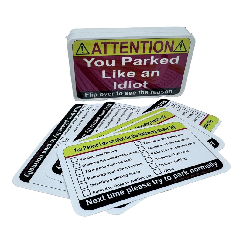 50 pack You Parked Like an Idiot Cards Bad Parking