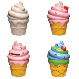 Baker Ross AW558 Ice Cream Piggy Banks-Pack 2, Ceramic Coin Tin for Kids to Paint, Decorate and Display,8 x 8 x 12.5 centimeters