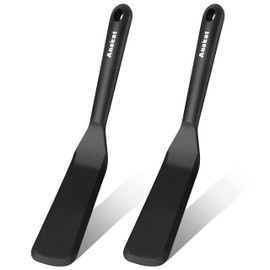 Anaeat Silicone Thin Spatula Set of 2 - Mini Brownie Serving Spatulas - Non Stick Spurtle Turner for Easy Cooking Eggs, Omelet, Pancake, Burgers, Pizza, Steak, Crepes, Heat Resistant & BPA Free