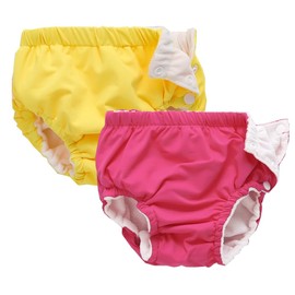 IjnUhb 2 Pack Baby Reusable Swim Diapers,Washable Pants for 0-3 Years Toddlers Boys Girls Swimming Lesson Shower Gifts (YellowRose 2-3 Years)
