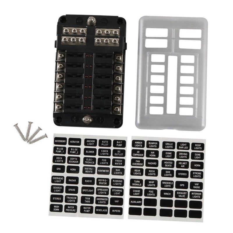 12 Way Fuse Box with Negative Terminals and Fuse Wire