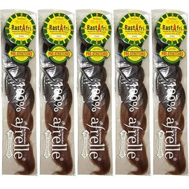 RastAfri Pre-Stretched Silky Braiding Hair (5 Single Packs, #BT 1B/30)