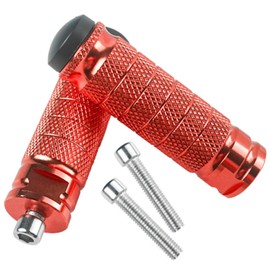 RYOTBASE Bike Step Universal Back Bike Step Foot Peg Foot Rest Foot Step Step Bar Tandem Step Aluminum Alloy M8 Scooter Moped Motorcycle (Red)