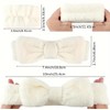 Plush Bowknot Spa Headband and Wristband Set (Creamy White, one