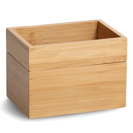 Zeller 13319 Organiser Box Set of 2 Bamboo Approx. 17 x 12 x 12 cm Stackable Box Set for Household, Office and Bathroom