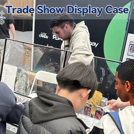 Bakbarbe 24"x20" Aluminum Trading Card Display Case for Baseball Sports MTG Collectible Cards, Large Table Top Trade Show Display Case with Lock and Handle for Graded Cards Jewelry Craft Collectibles