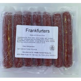 Shaffer Venison Farms Elk Frankfurters- 5, 1 lb. packs (35 Frankfurters)