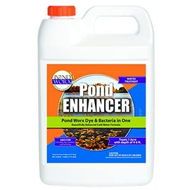 Pond Enhancer Gallon - Pondworx Concentrated Blue Dye with Pondworx Bacteria, 2 in 1 Formulation - Treats 1 Acre - Safe for Fish, Wildlife, Pets & Children