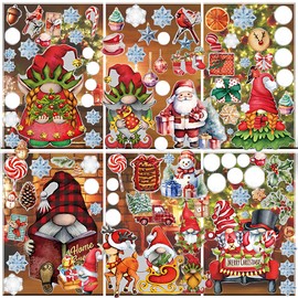 LAMBOCK 105 PCS Gnome Stickers | Christmas Window Clings for Glass Windows | Double Sided Static Window Decals for Glass Windows | 9 Sheets Reusable Window Stickers | Merry Christmas Stickers