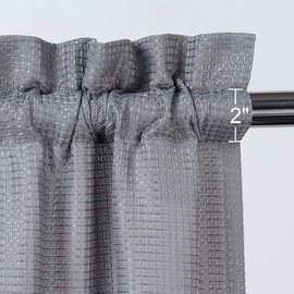 CAROMIO Grey Kitchen Curtains, 30 Inch Waffle Woven Textured Short Tier Curtains for Bathroom Windows and Cafe Kitchen