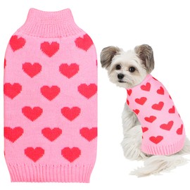 GOYOSWA Valentine Dog Sweater, Valentines Day Dog Clothes Dog Valentines Outfit Knitted Dog Heart Sweater for Small Medium Large Dogs Pets (Pink, Medium)