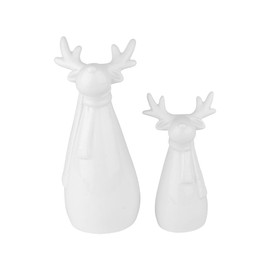 Ideen mit Herz Decorative Figures Elk 2 | 2 Designs & Sizes | White | Pack of 2