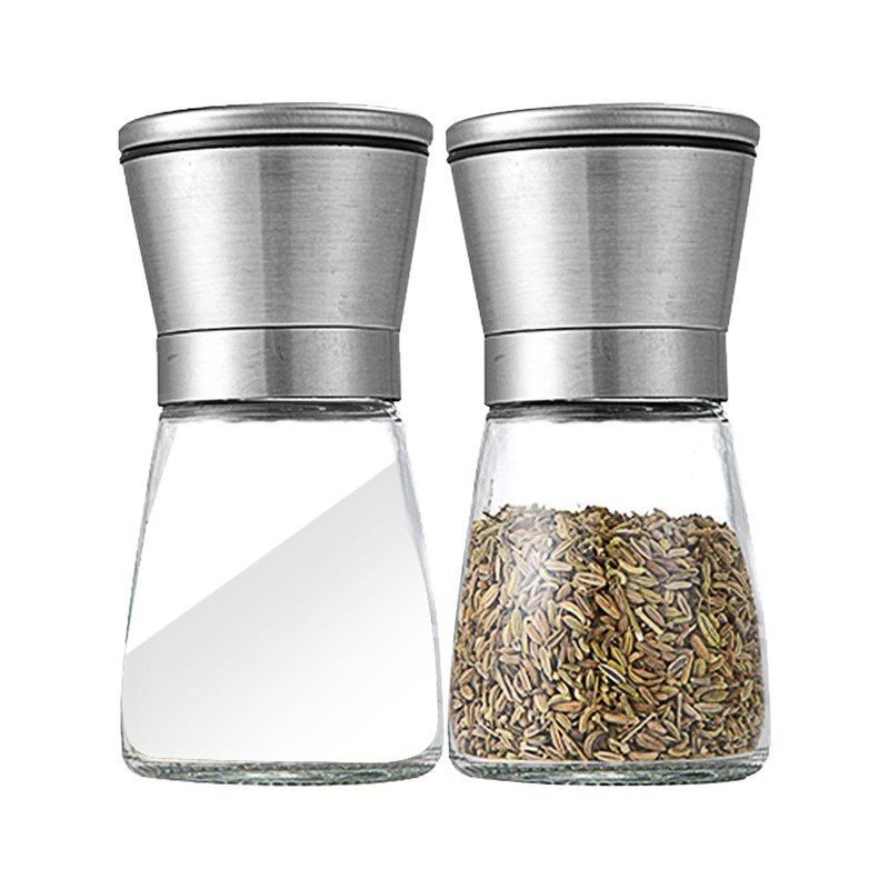 2 Pack Refillable Manual Salt and Pepper Grinder Set, 6oz