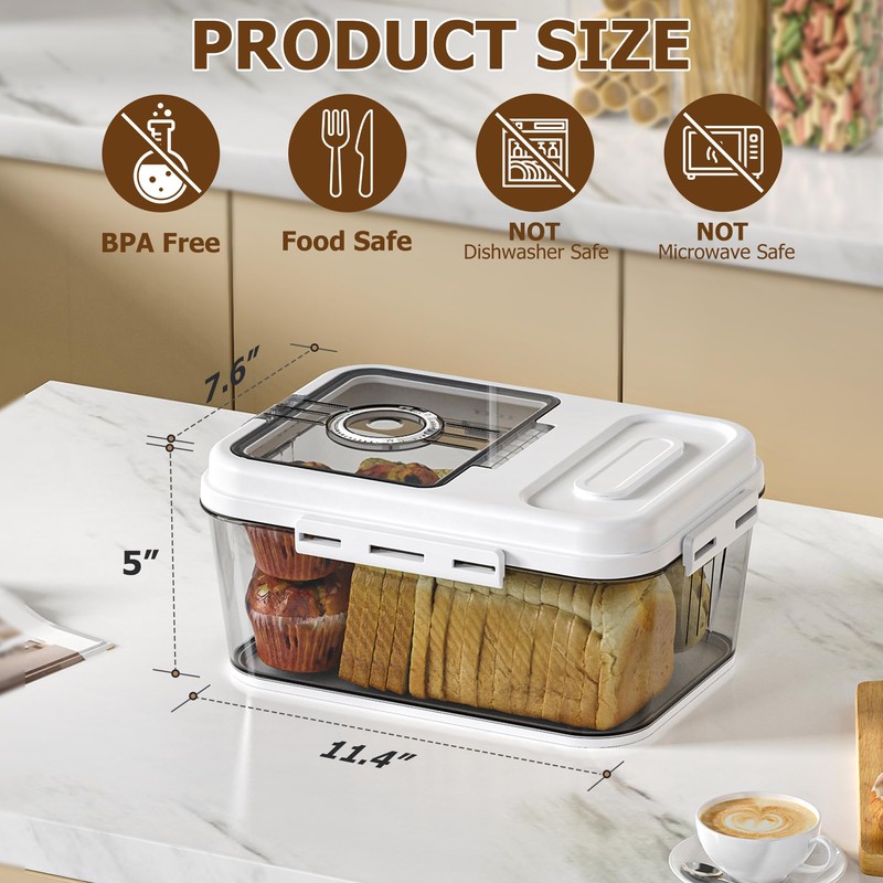 Olimingse Bread Box For Kitchen Countertop, Airtight Bread Storage Container,